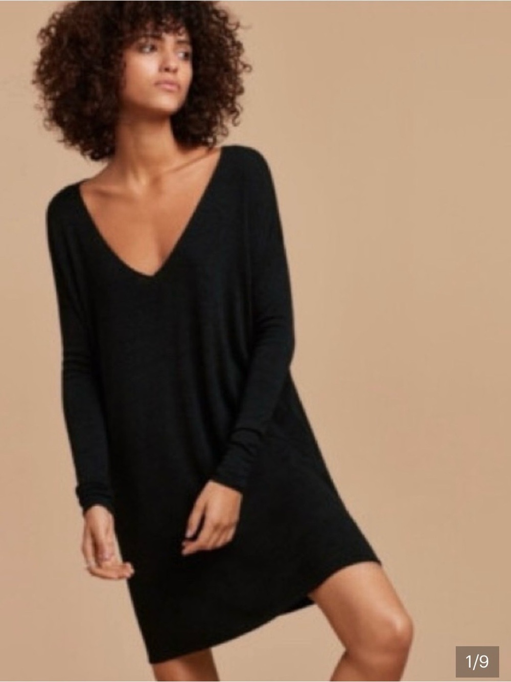 ARITZIA WILFRED FREE GAIL LONG SLEEVE RELAXED FIT SWEATER DRESS REPOSA KNIT